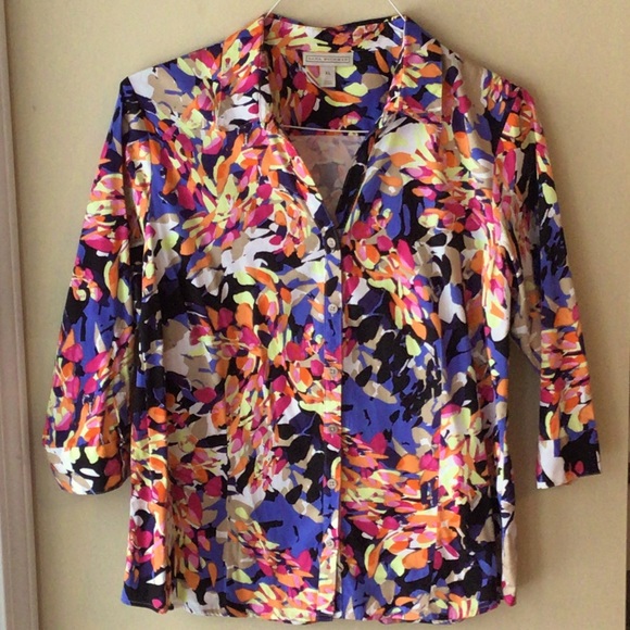 ❤️today $5  Dana Buchman XL Blouse Button Front EUC - Picture 2 of 6